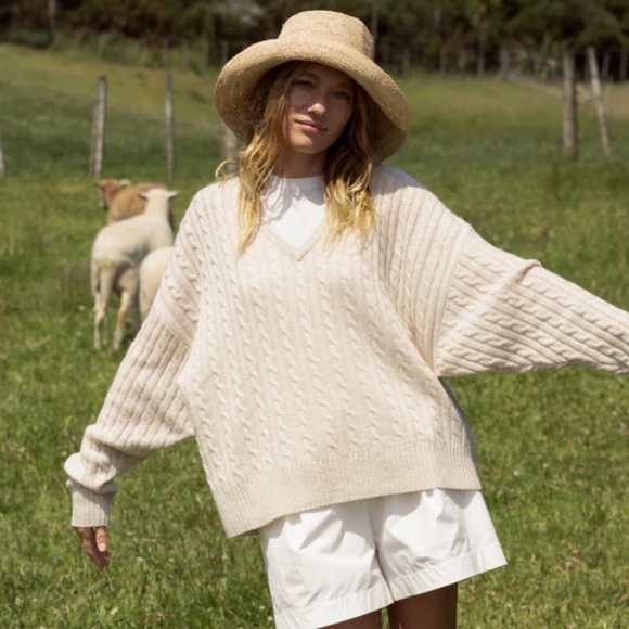 NEW Jenni Kayne $195 Woven Crochet Raffia Sun Hat Natural Size Small/ Medium - Picture 4 of 15